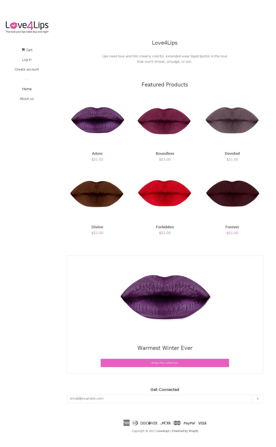 love4lips.com shopify website screenshot