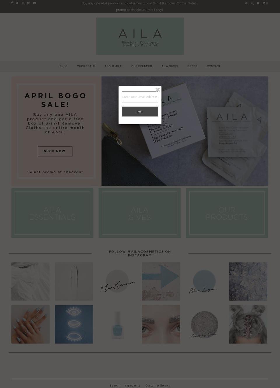 loveaila.com shopify website screenshot