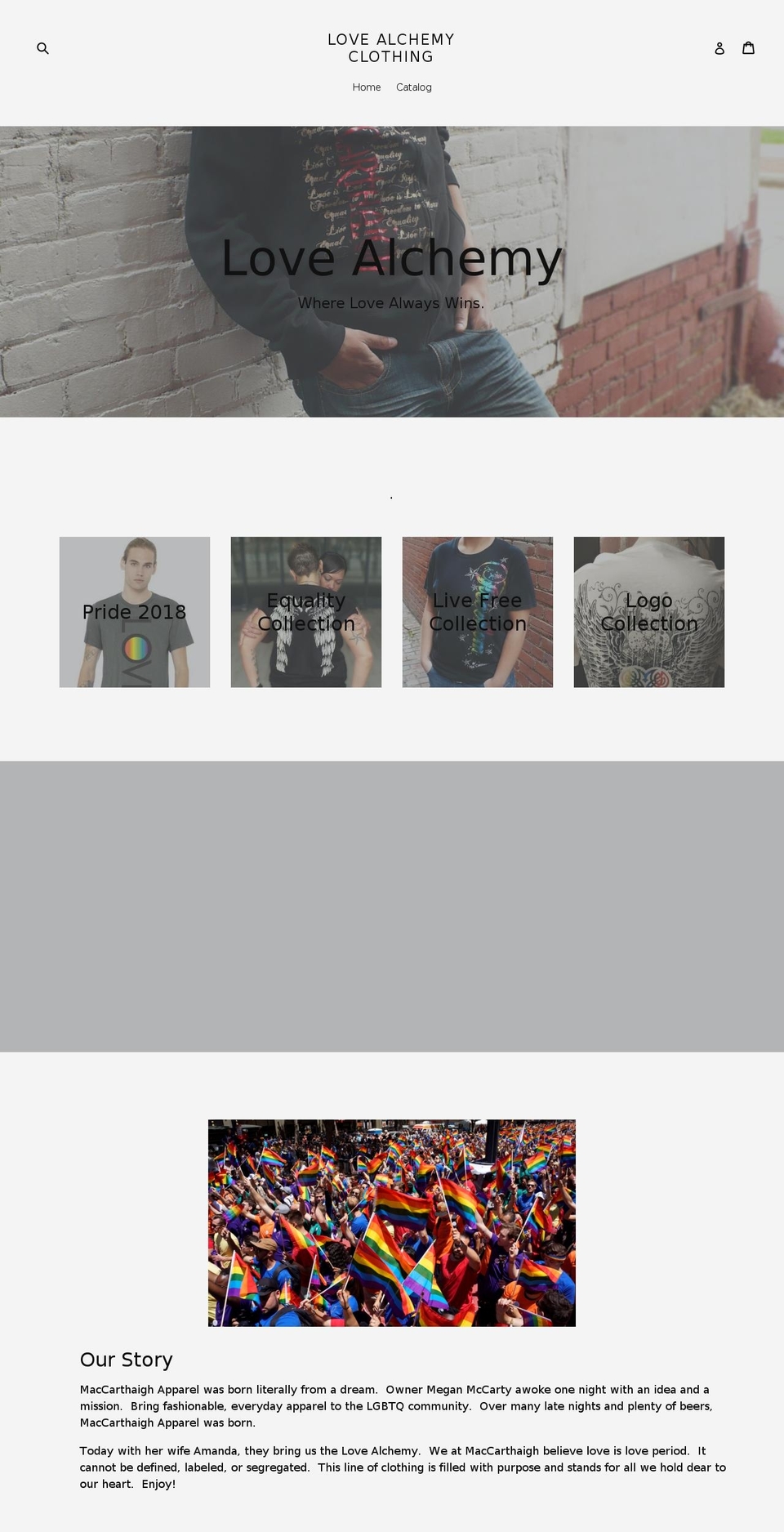 lovealchemyclothing.com — Shopify storefront screenshot