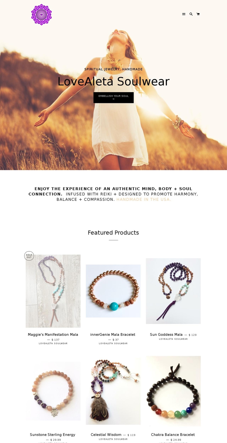 lovealeta.com shopify website screenshot