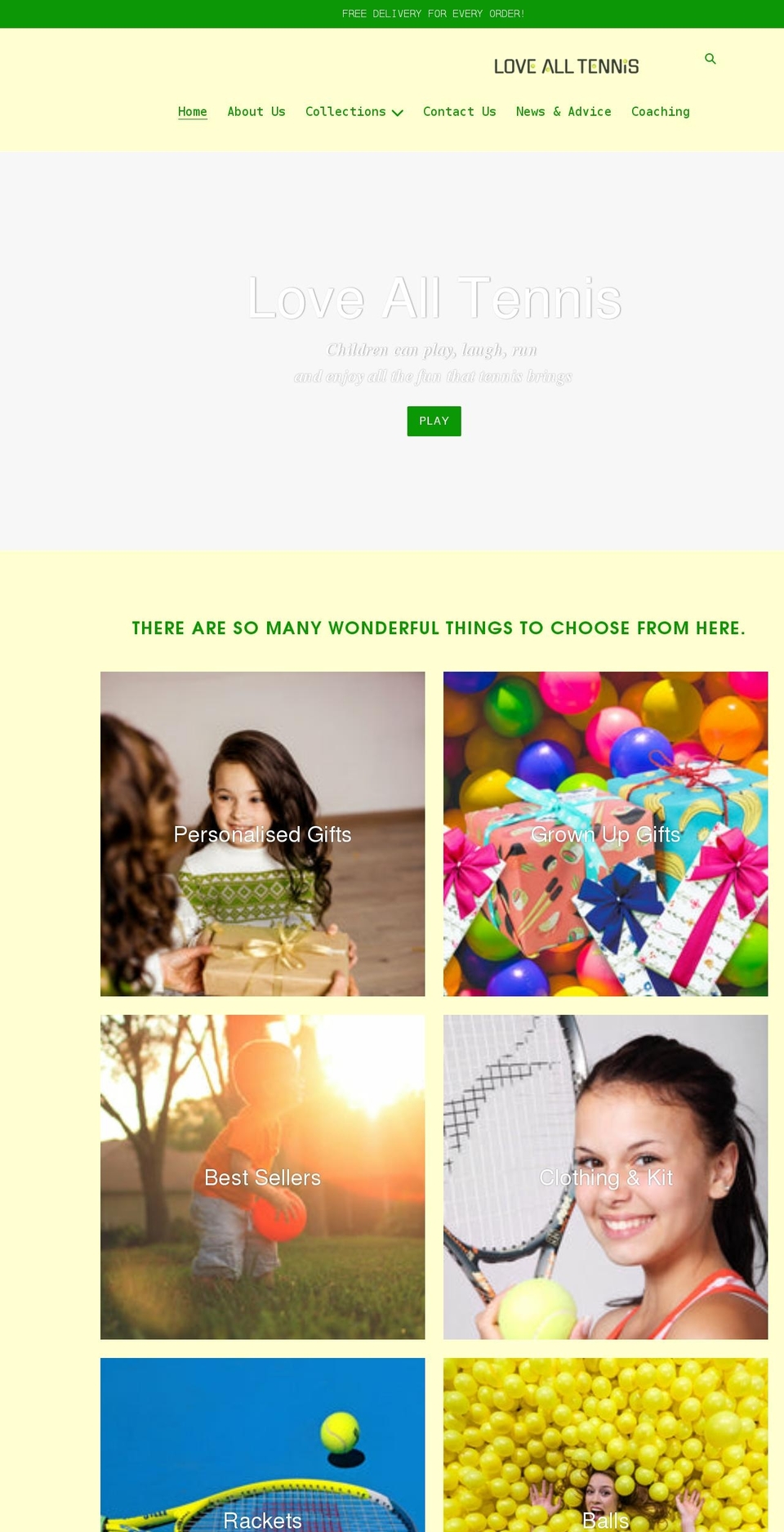 lovealltennis.co.uk shopify website screenshot