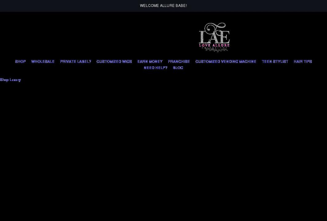 loveallureextensions.com shopify website screenshot
