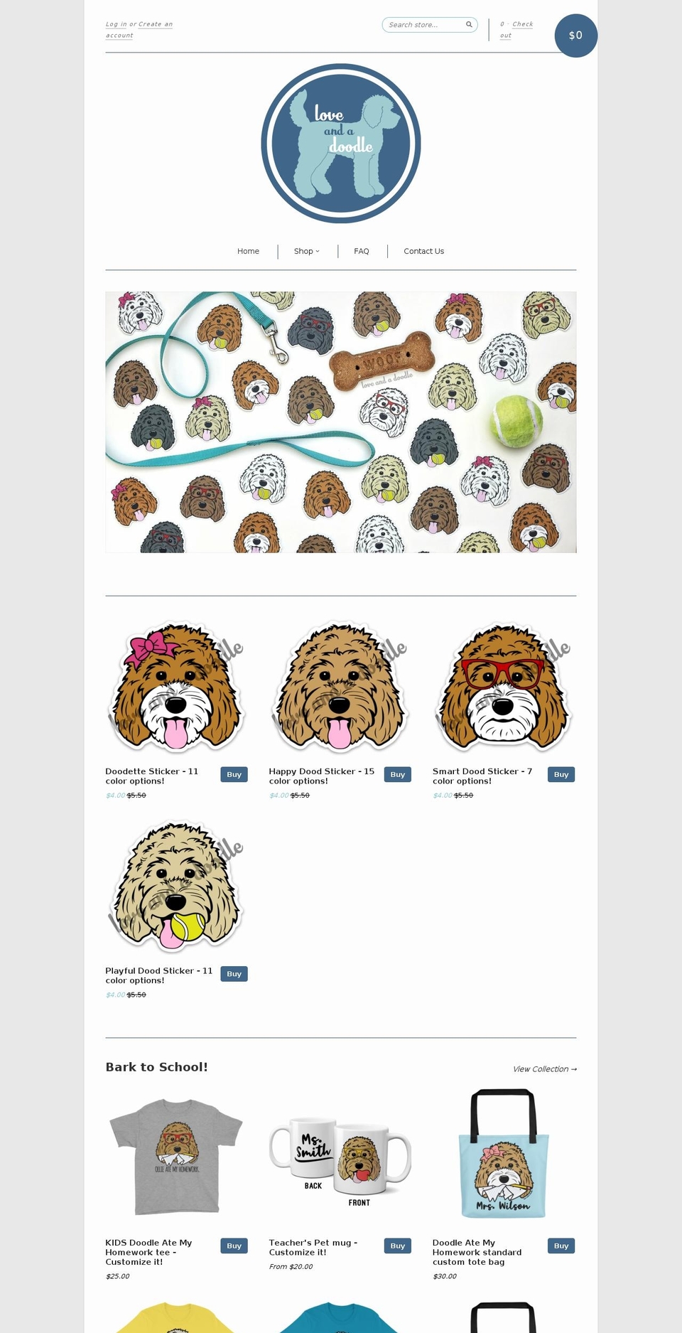 loveandadoodle.com shopify website screenshot