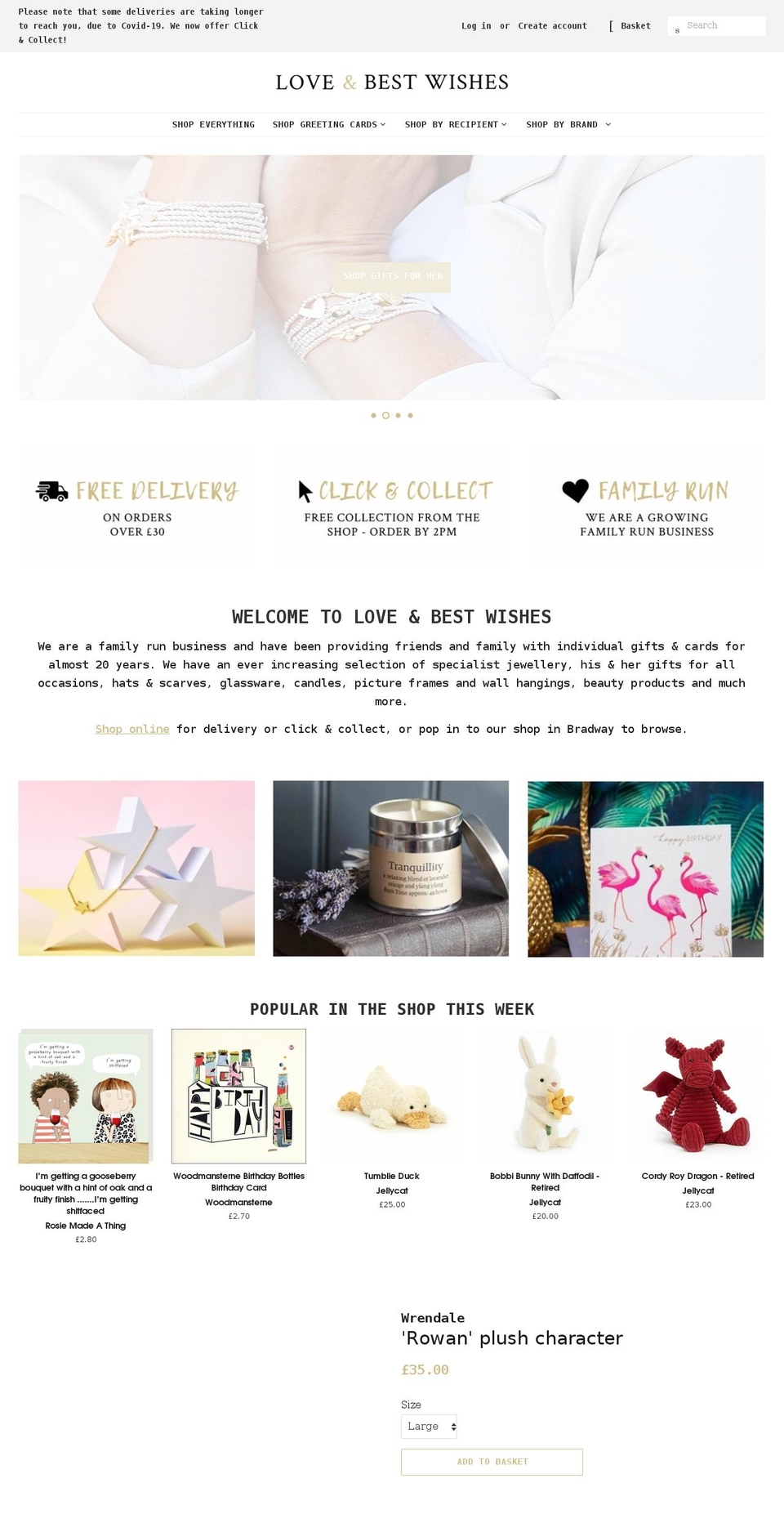 loveandbestwishes.co.uk shopify website screenshot