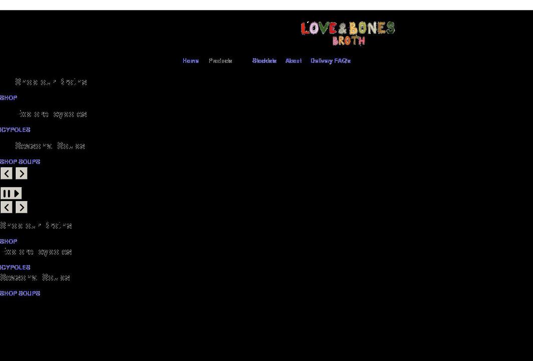 loveandbonesbroth.com shopify website screenshot