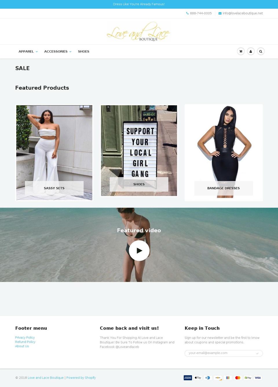 loveandlaceboutique.net shopify website screenshot