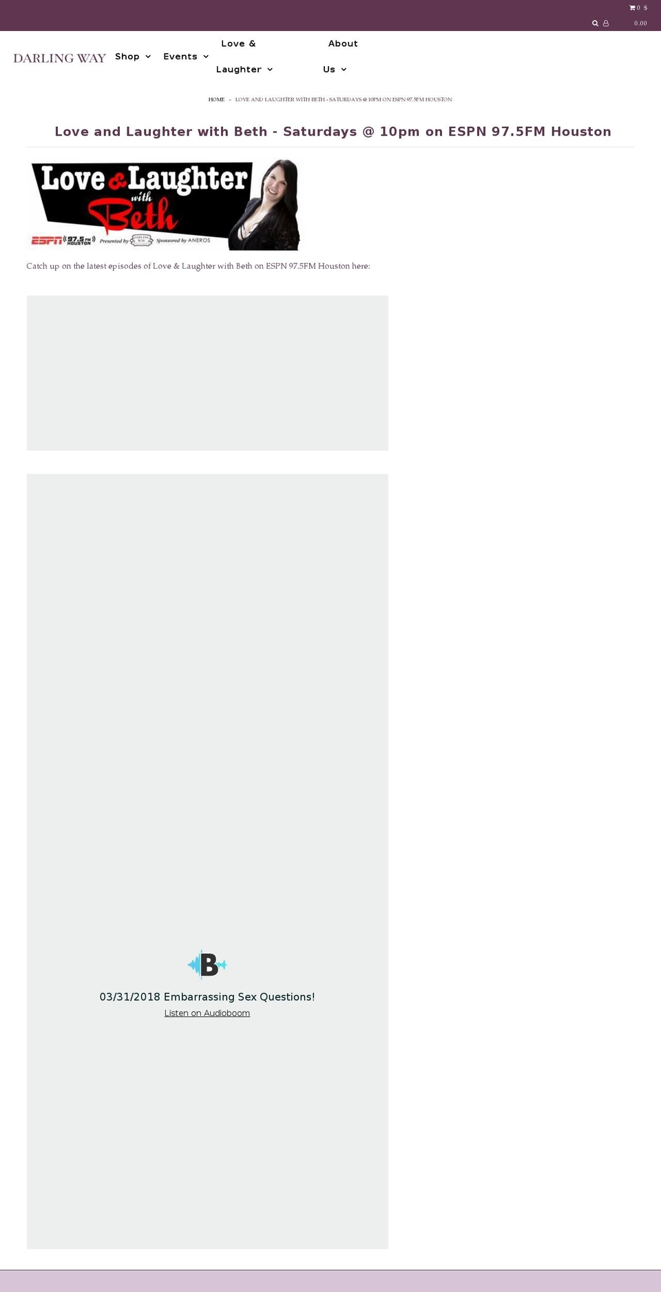 loveandlaughterwithbeth.com — Shopify storefront screenshot