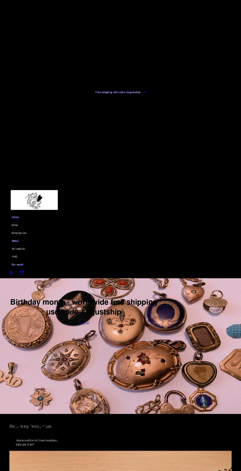 loveandluckjewellery.co.uk shopify website screenshot