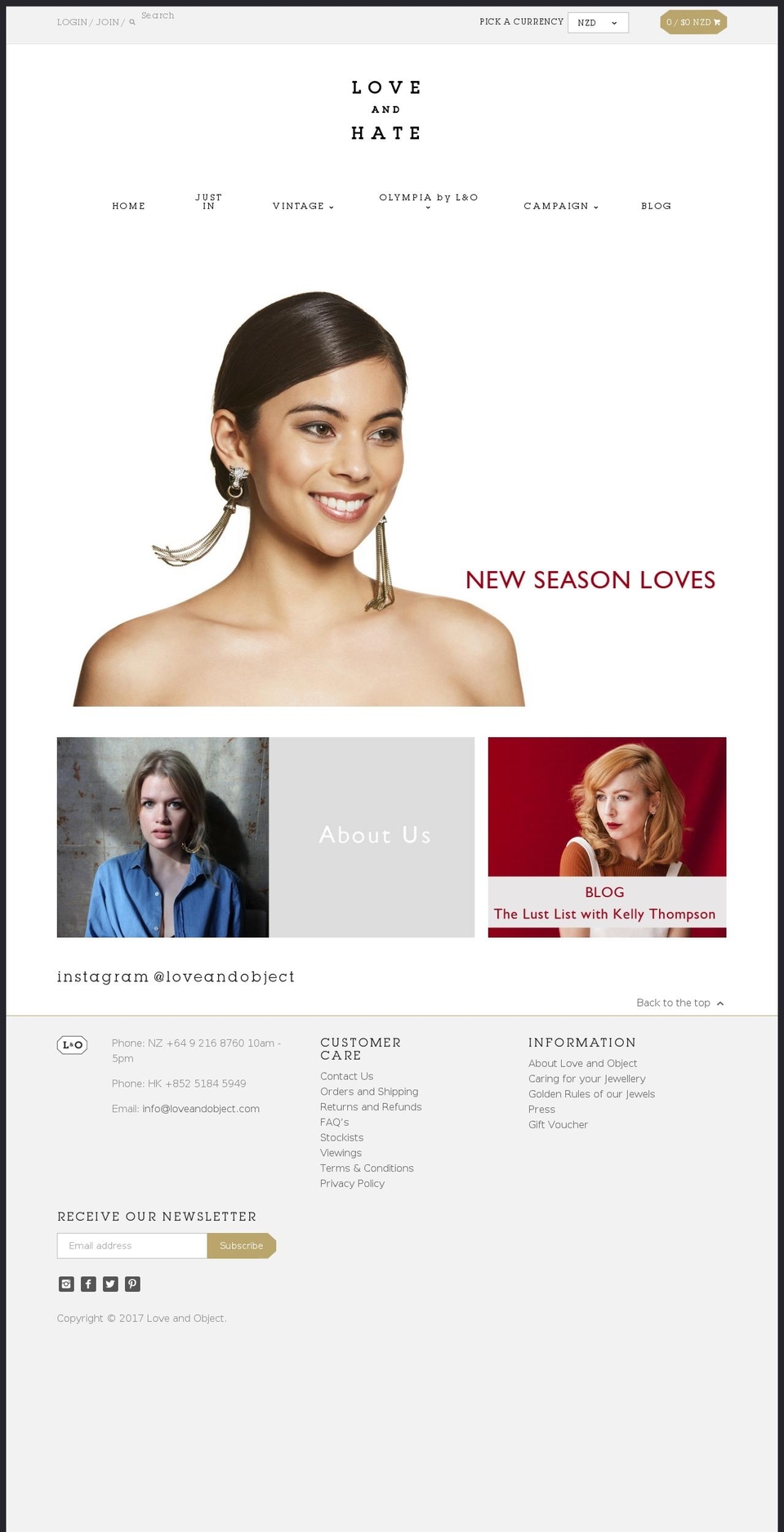 loveandobject.com shopify website screenshot