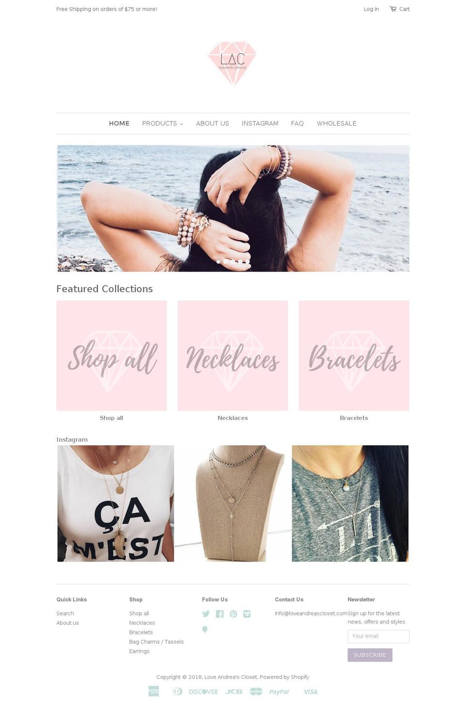 loveandreascloset.com — Shopify storefront screenshot