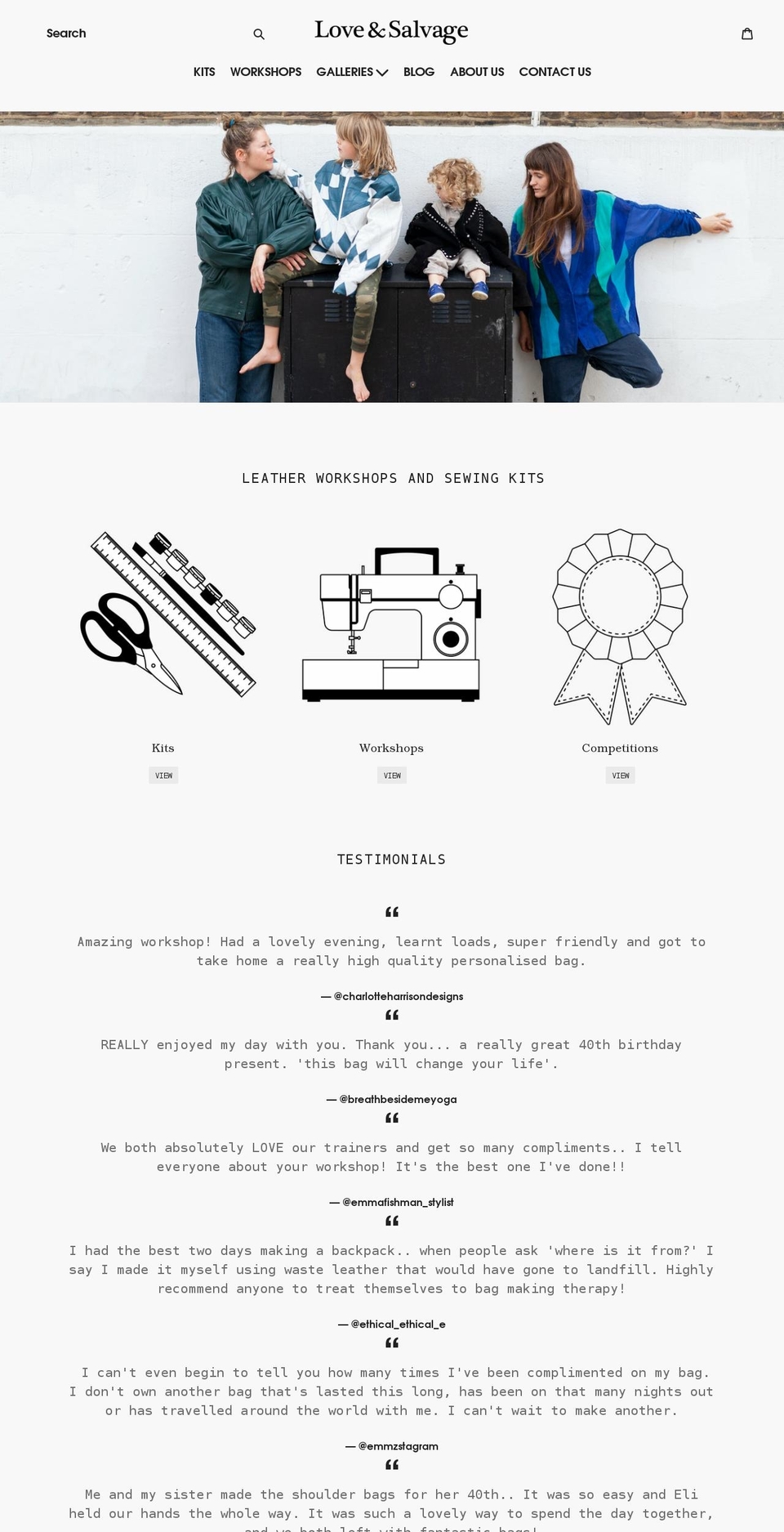 loveandsalvage.com shopify website screenshot