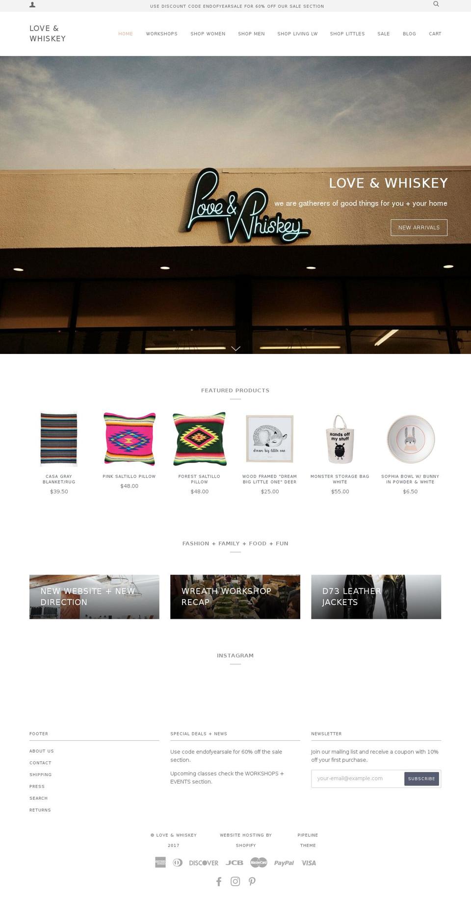 loveandwhiskey.com shopify website screenshot