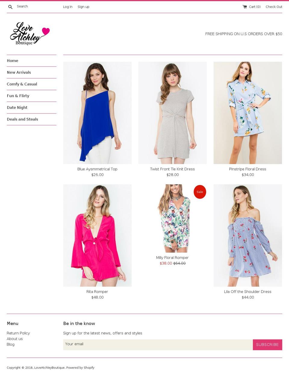 loveatchley.com shopify website screenshot