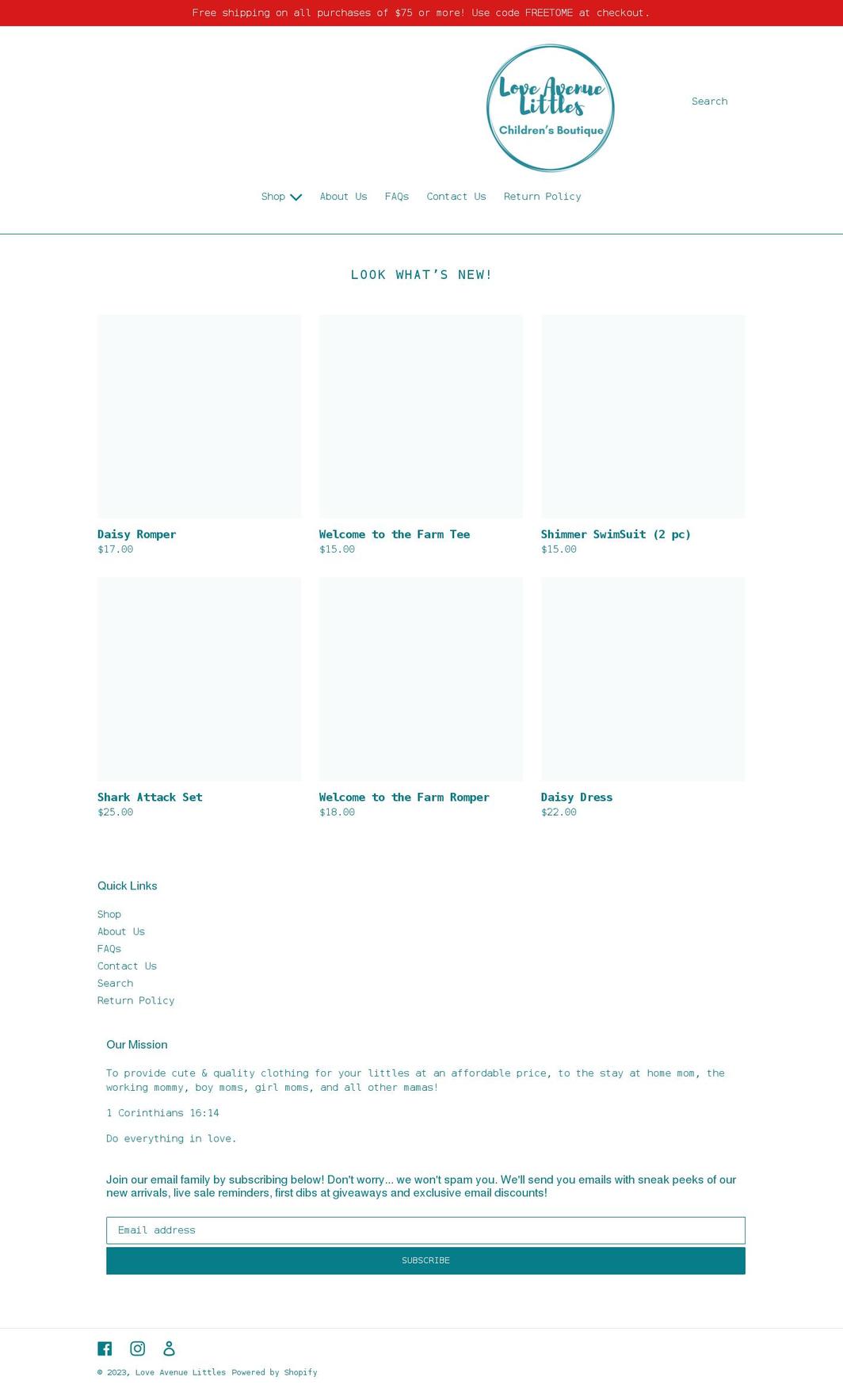 loveavenuelittles.com shopify website screenshot