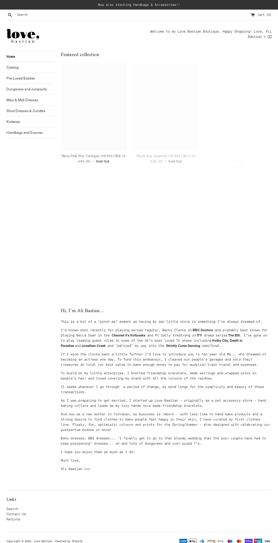 lovebastian.com shopify website screenshot