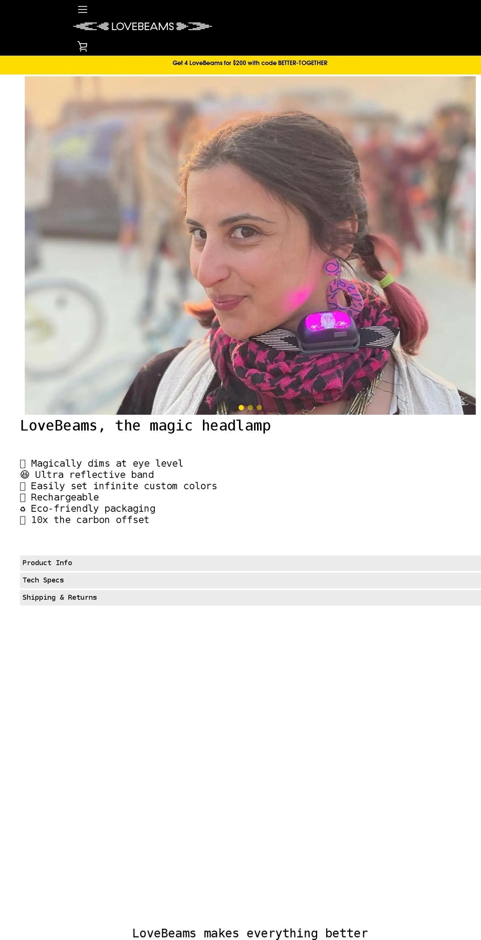lovebeams.love shopify website screenshot
