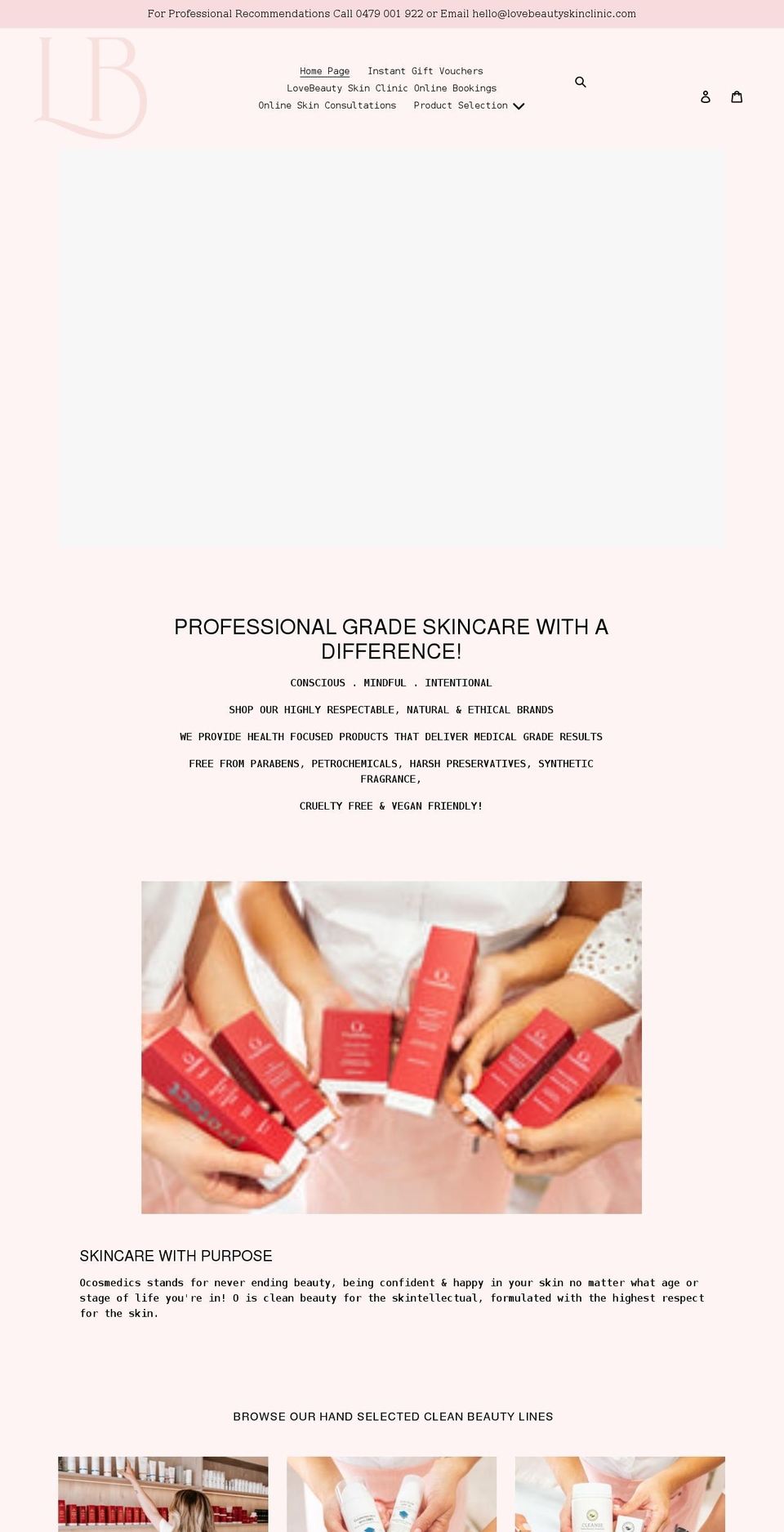 lovebeautyskinstore.com shopify website screenshot