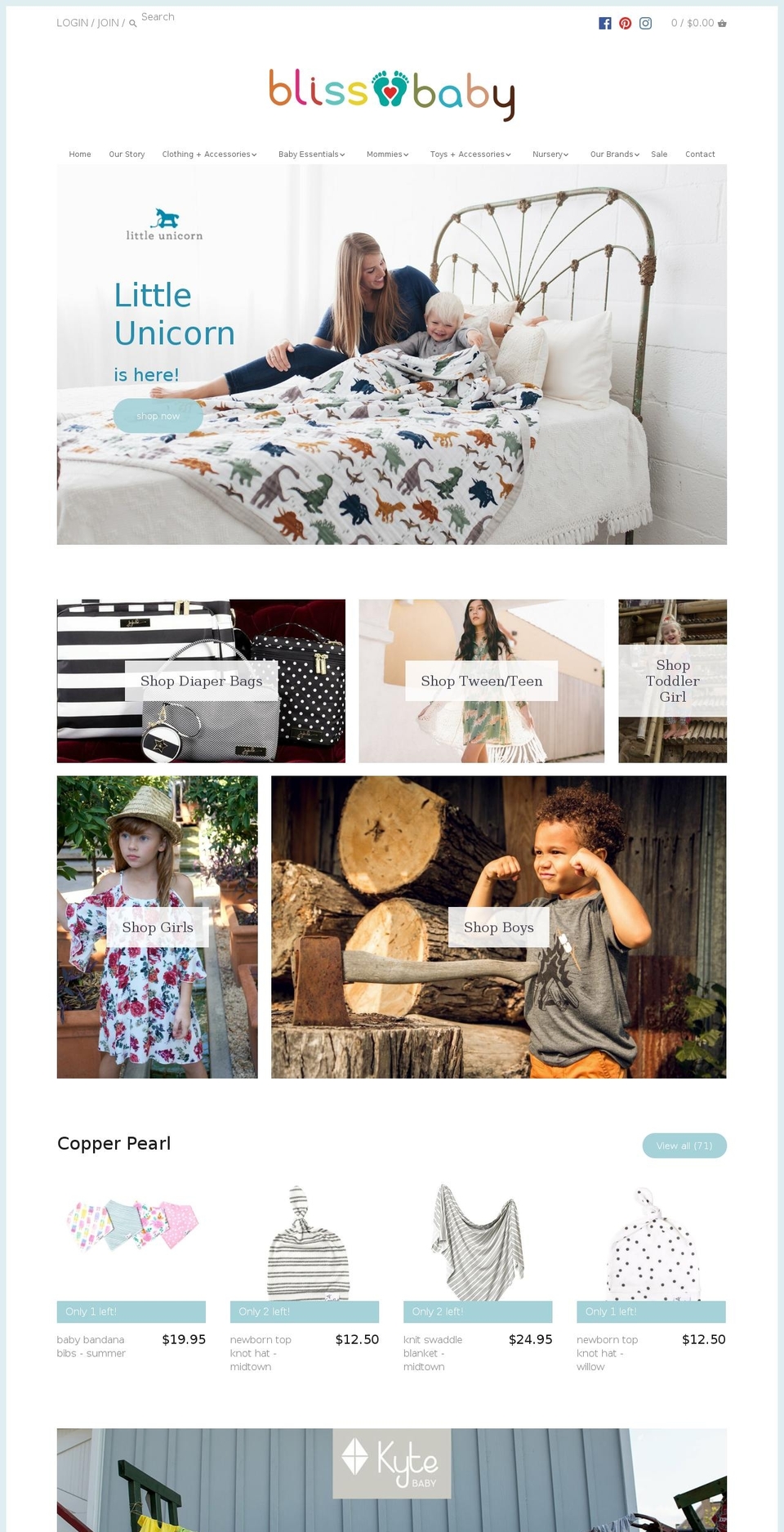 loveblissbaby.com — Shopify storefront screenshot