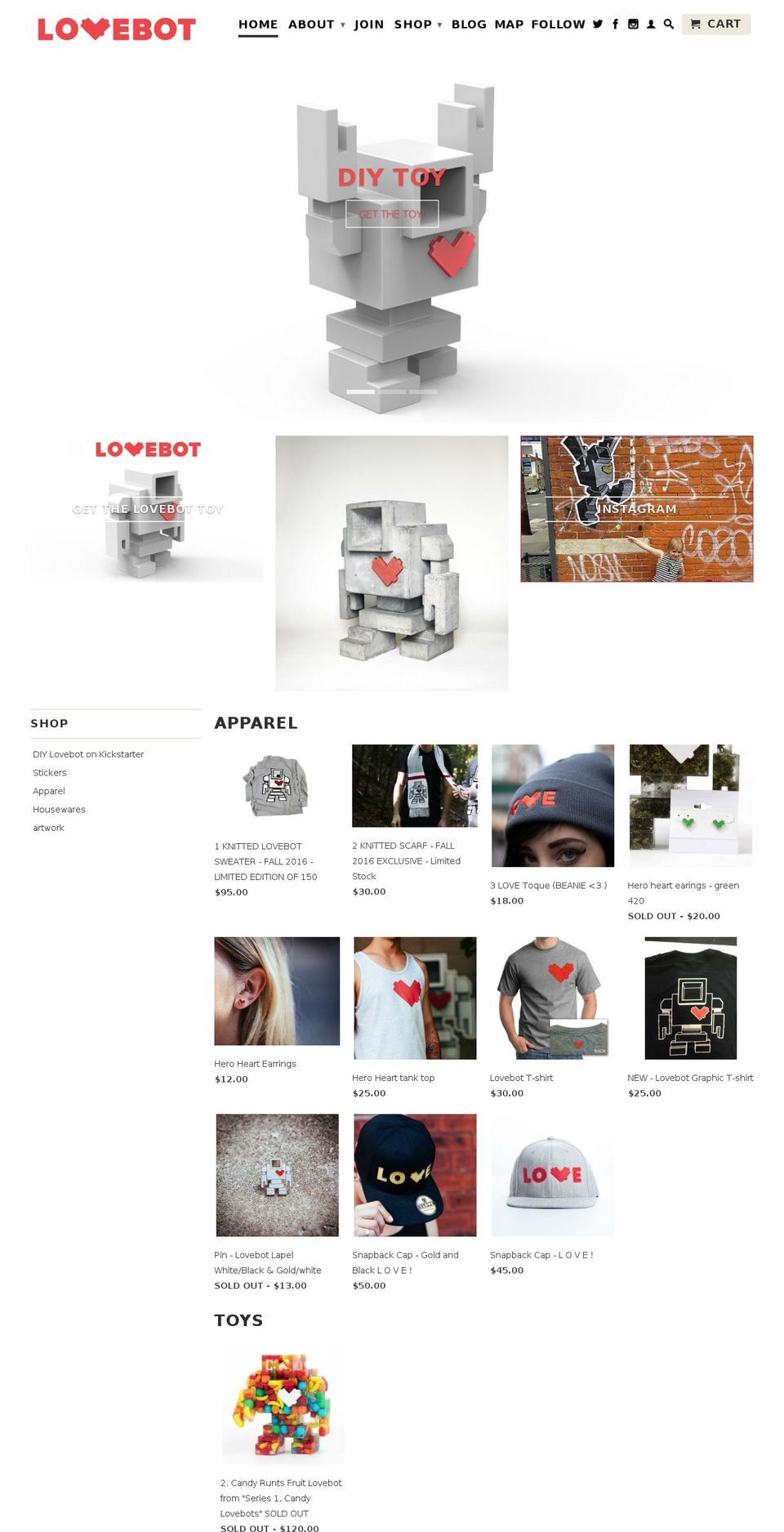 lovebot.com shopify website screenshot