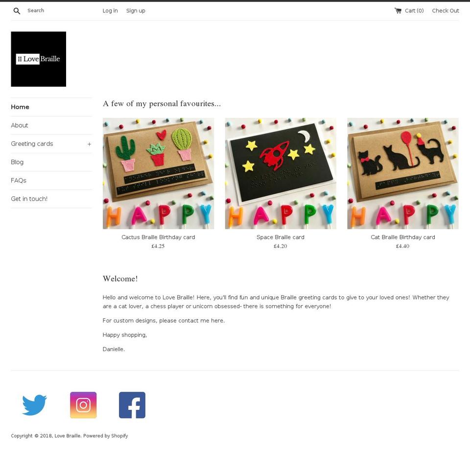 lovebraille.com — Shopify storefront screenshot