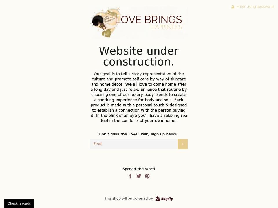 lovebringshappiness.com — Shopify storefront screenshot