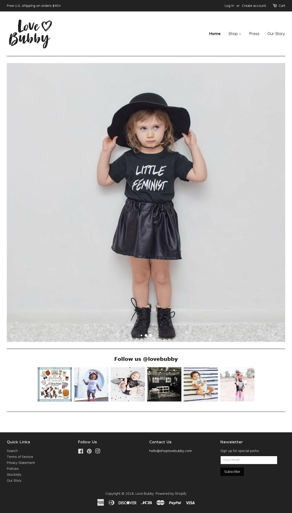 lovebubbyco.com shopify website screenshot