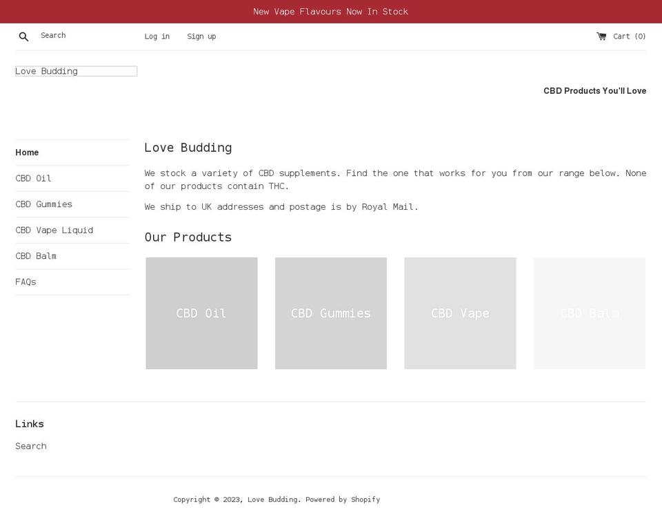 lovebudding.co.uk shopify website screenshot