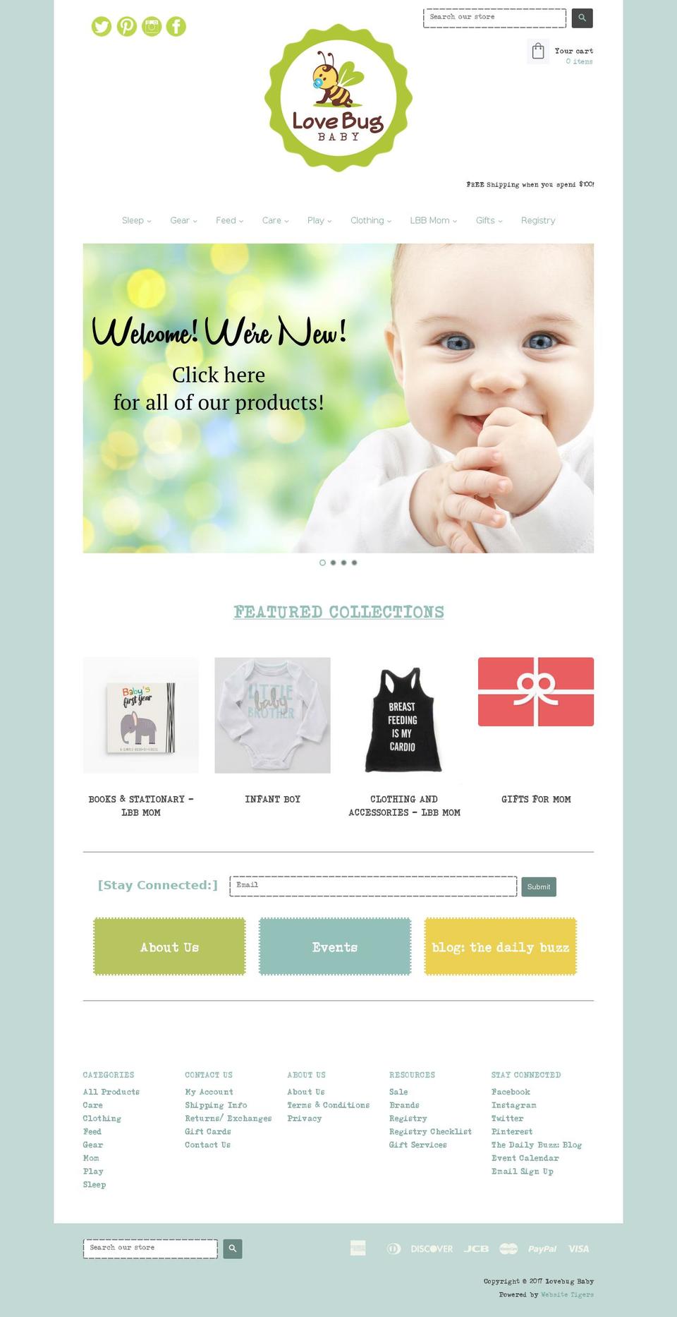 lovebugbabyboutique.com shopify website screenshot