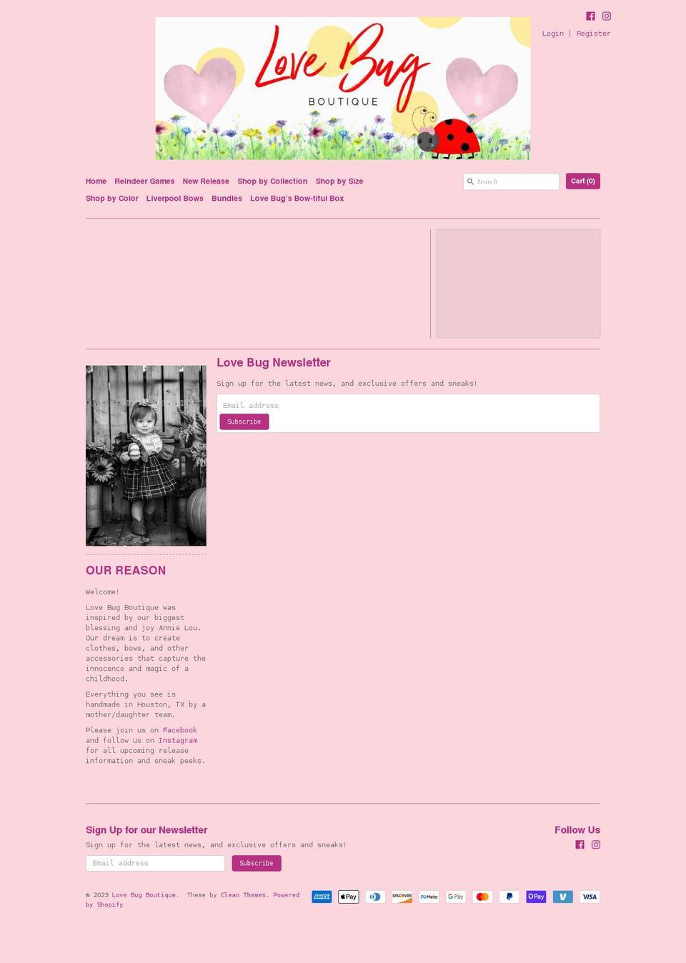 lovebugboutiquetx.com shopify website screenshot