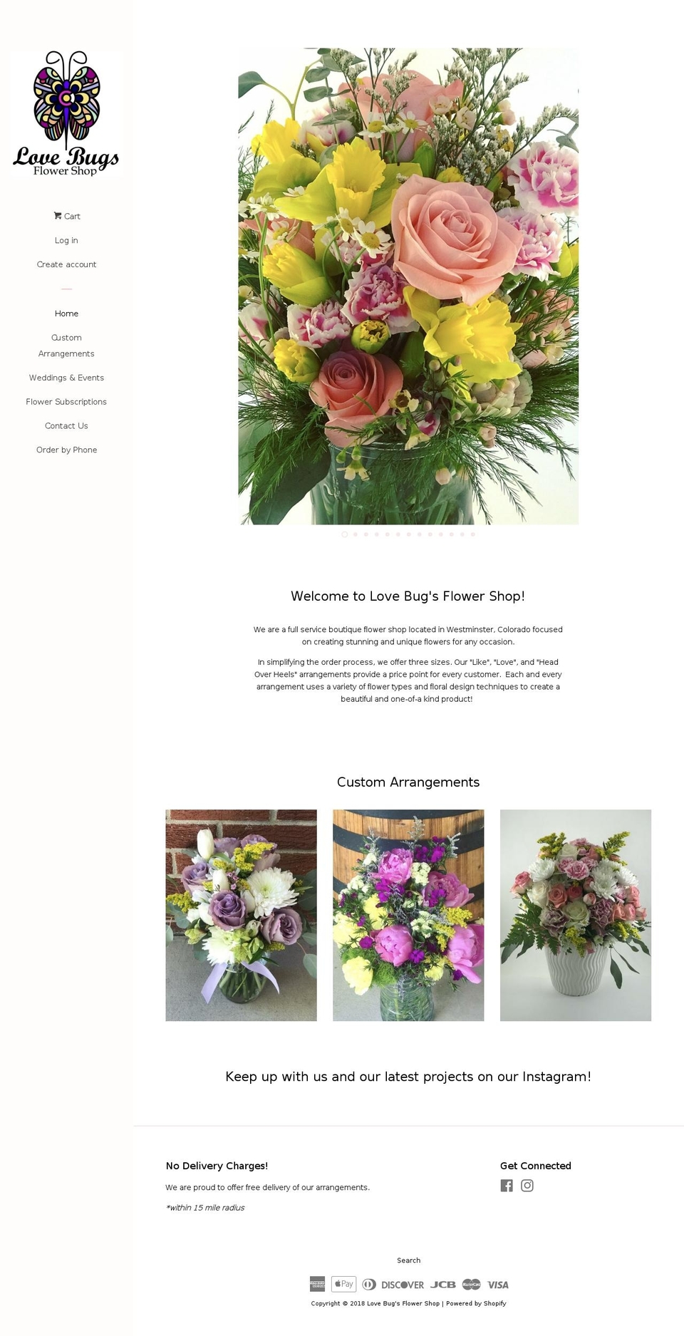 lovebugsflowershop.com — Shopify storefront screenshot