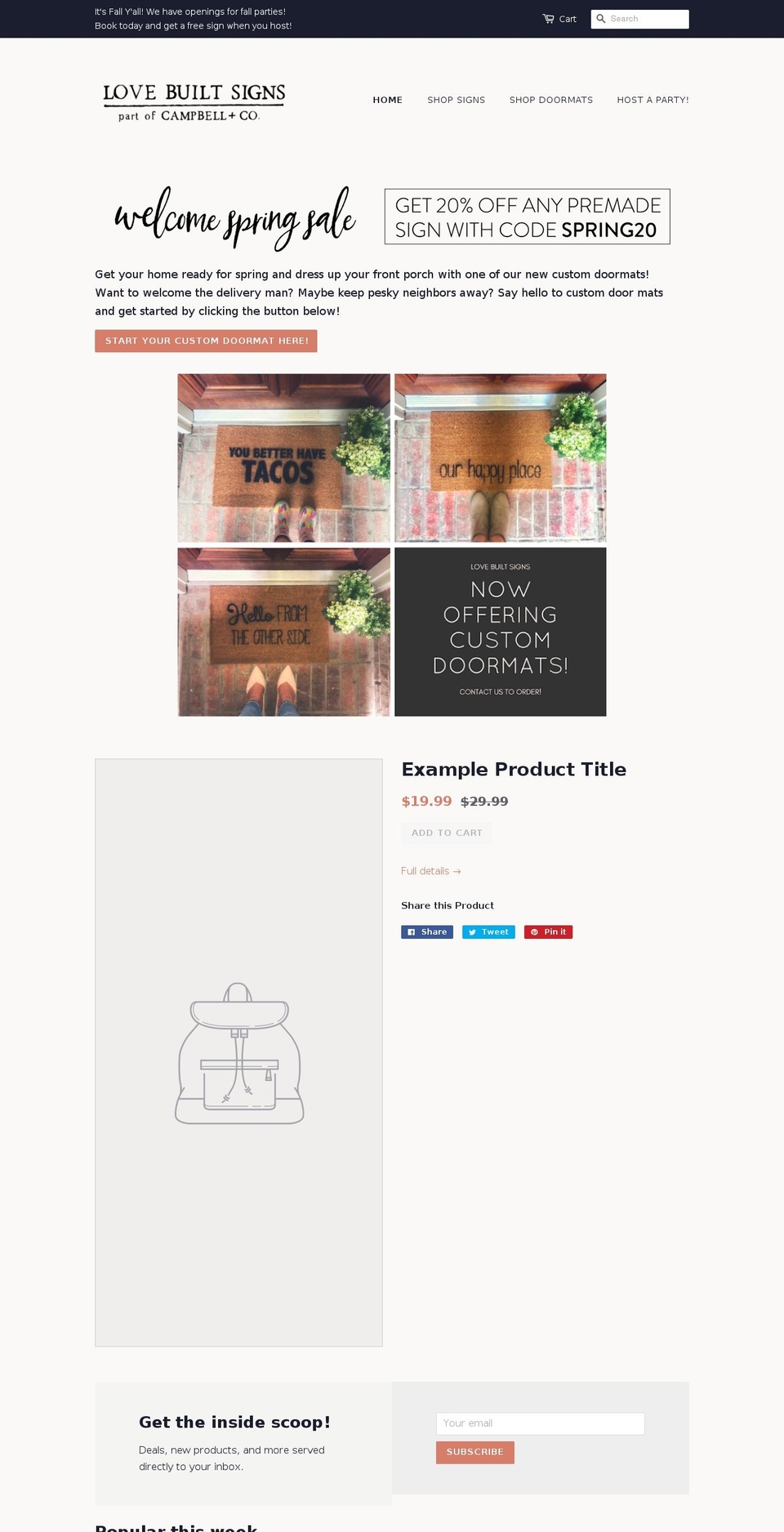 lovebuiltsigns.com — Shopify storefront screenshot