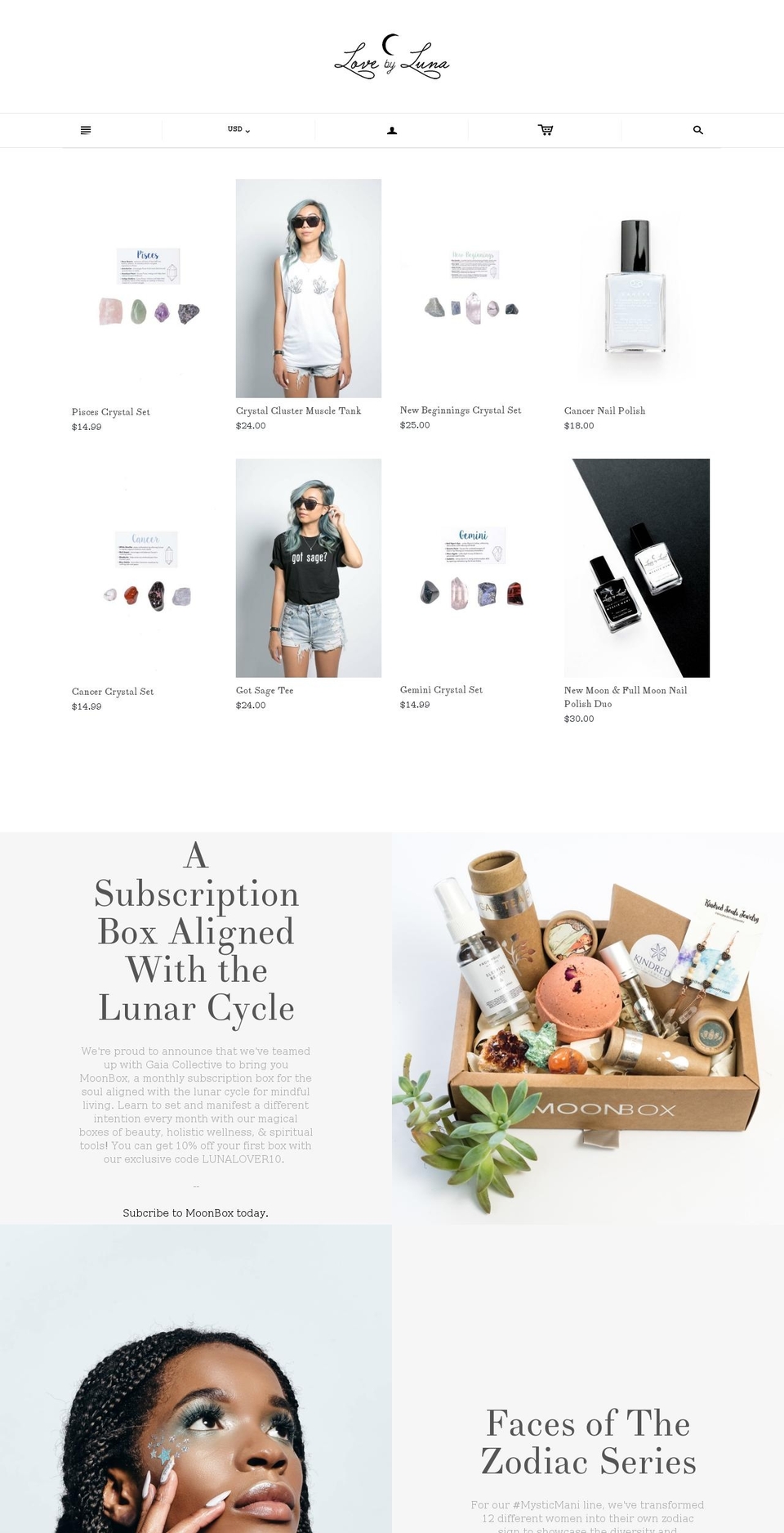 lovebyluna.co shopify website screenshot