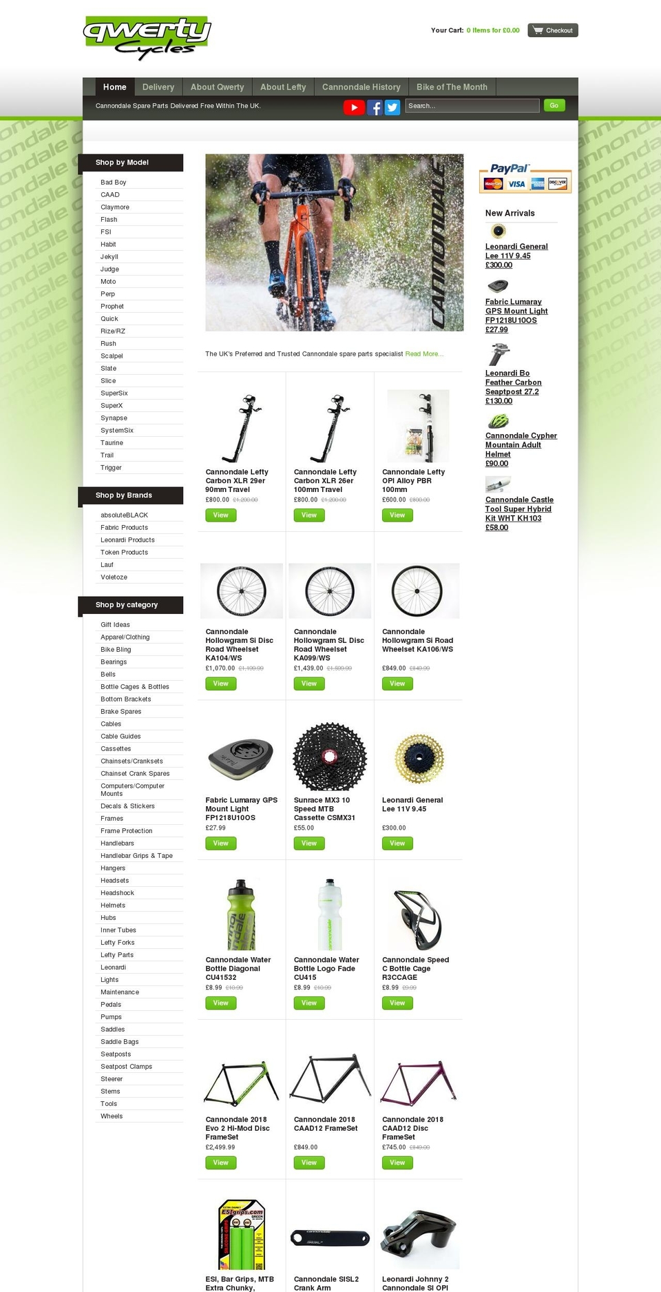 Final sortable Shopify theme site example lovecannondale.com