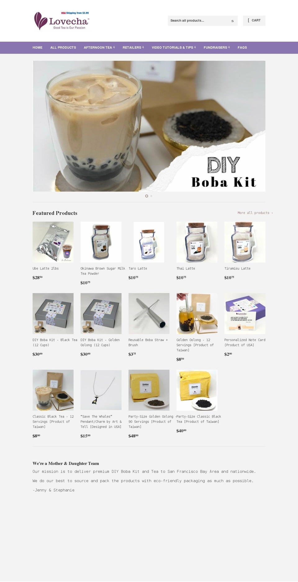 lovechacompany.com shopify website screenshot