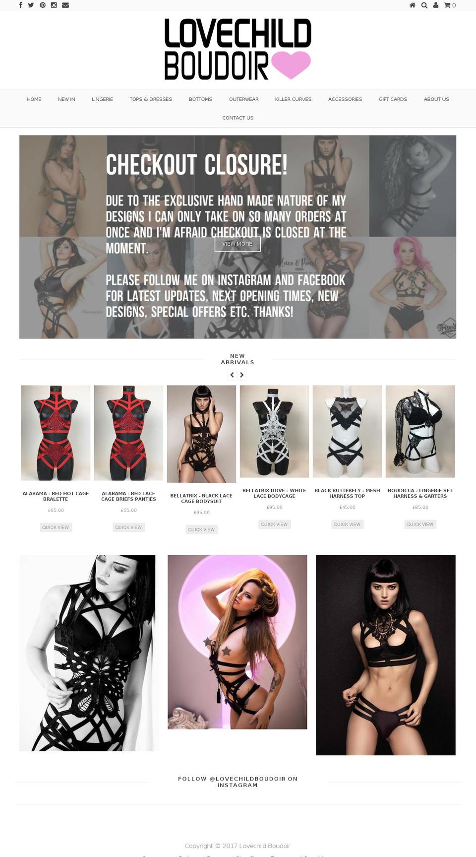 Debut Shopify theme site example lovechildboudoir.com