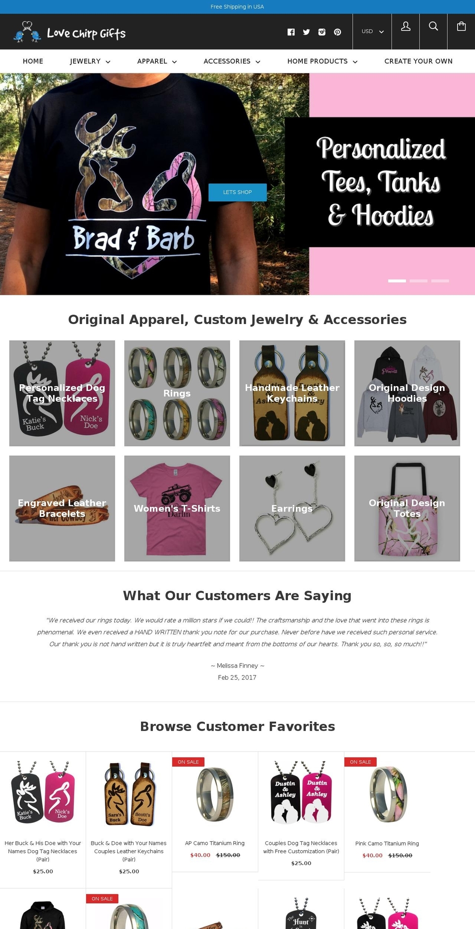 lovechirpgifts.com shopify website screenshot