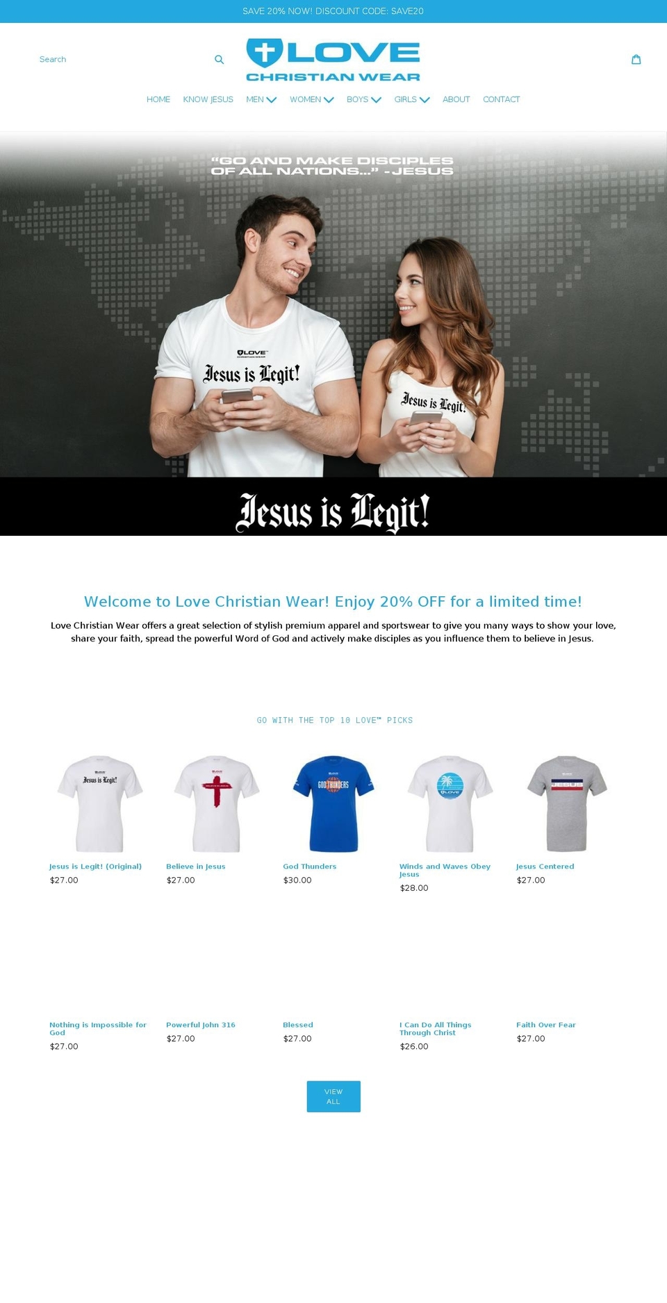 lovechristianwear.com shopify website screenshot