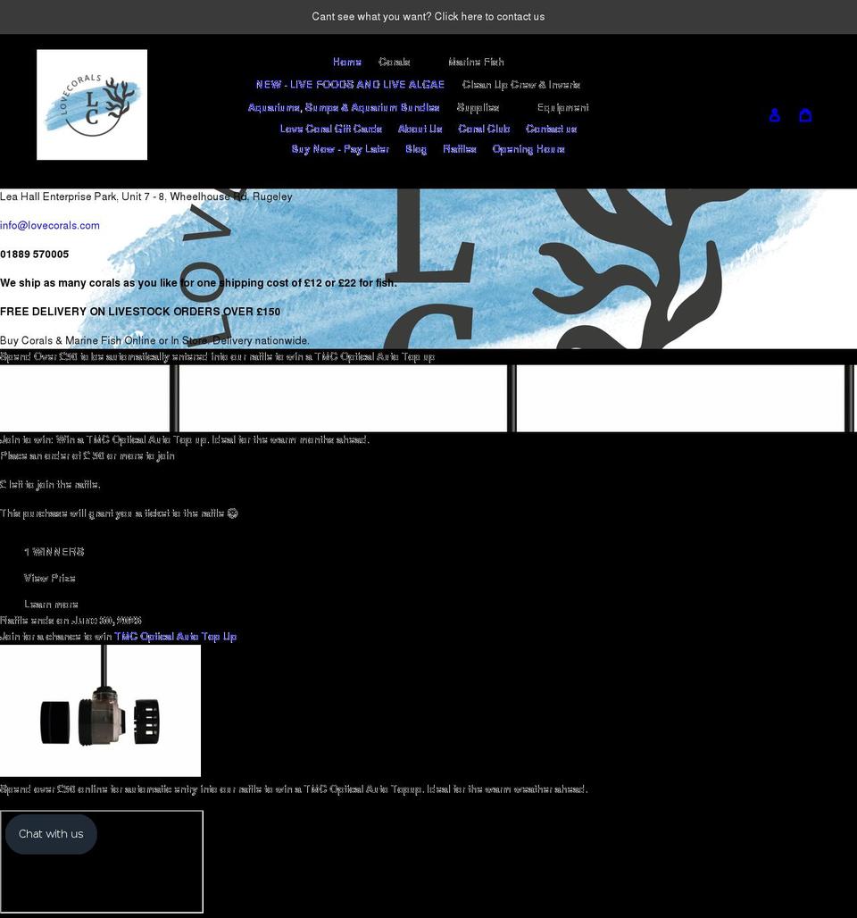lovecorals.com shopify website screenshot