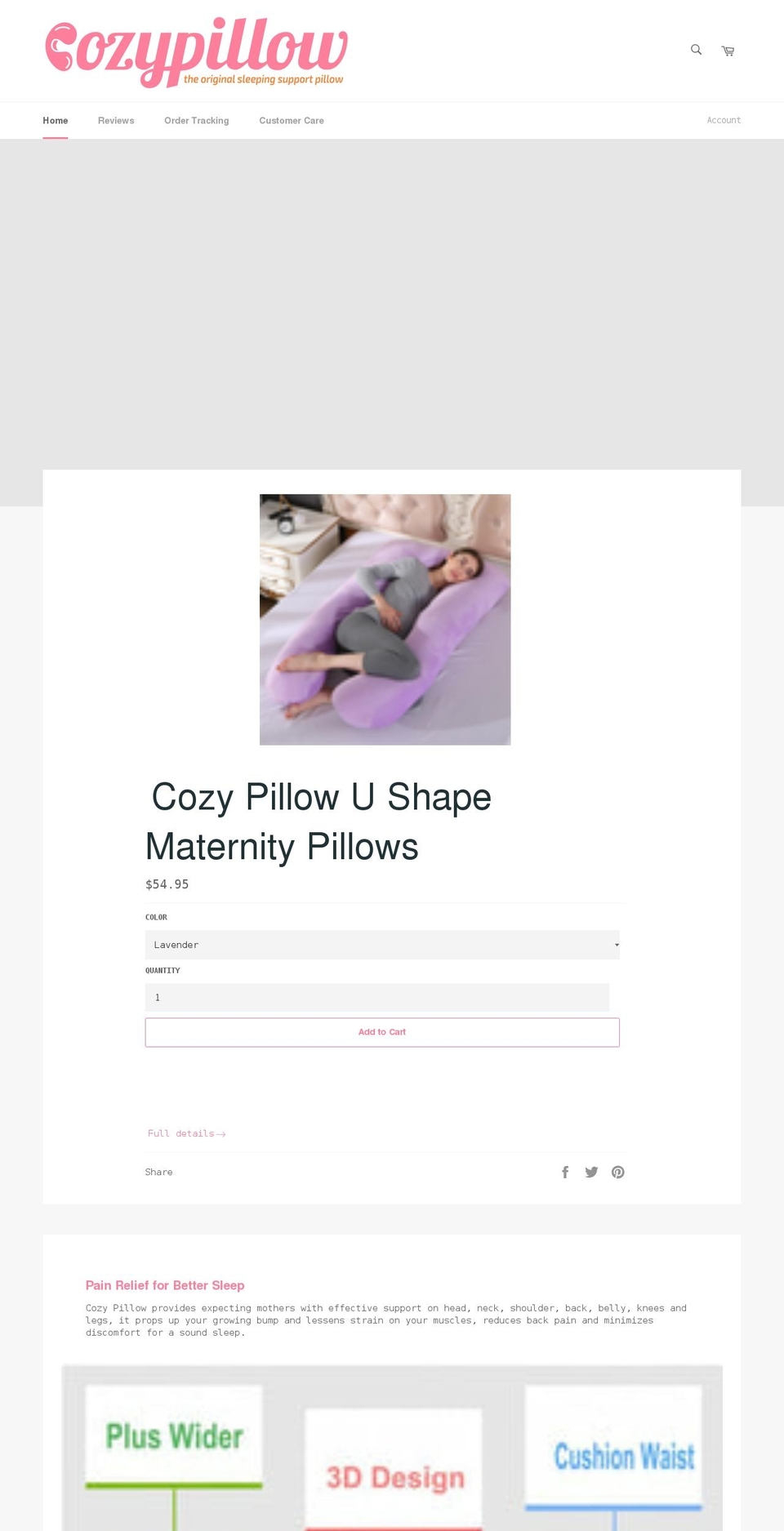 lovecozypillow.com shopify website screenshot