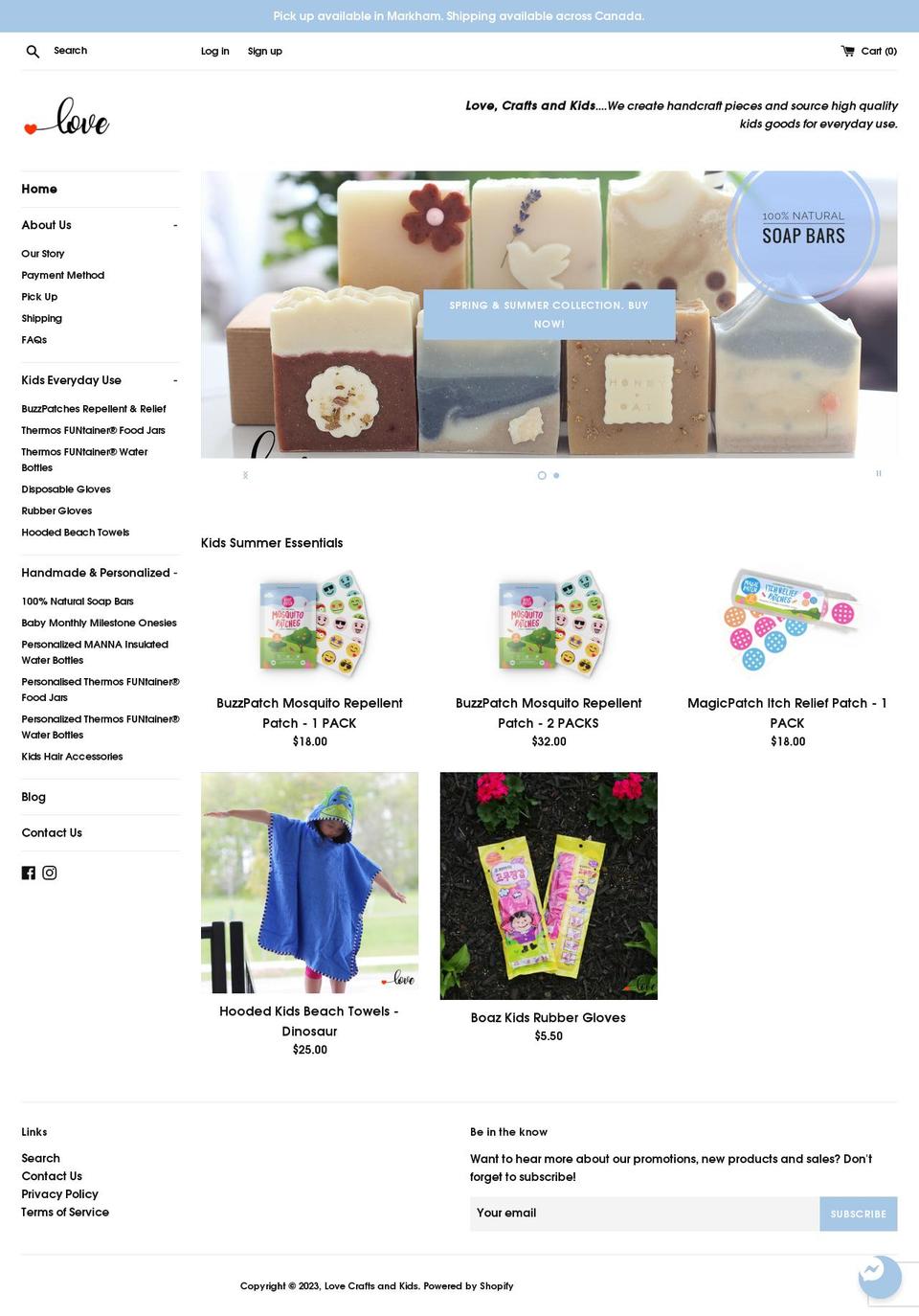 lovecraftsandkids.ca shopify website screenshot