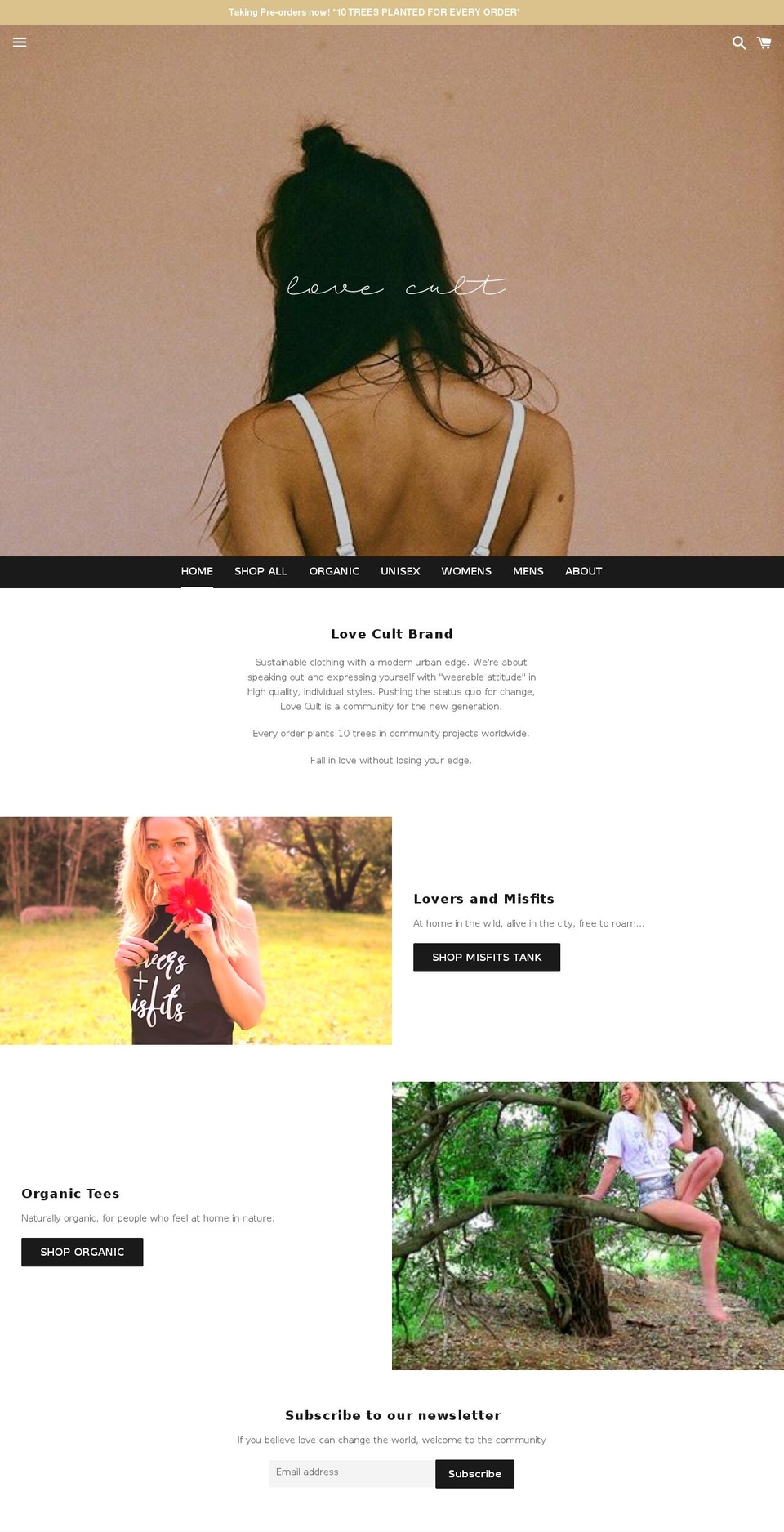lovecultclothing.com — Shopify storefront screenshot