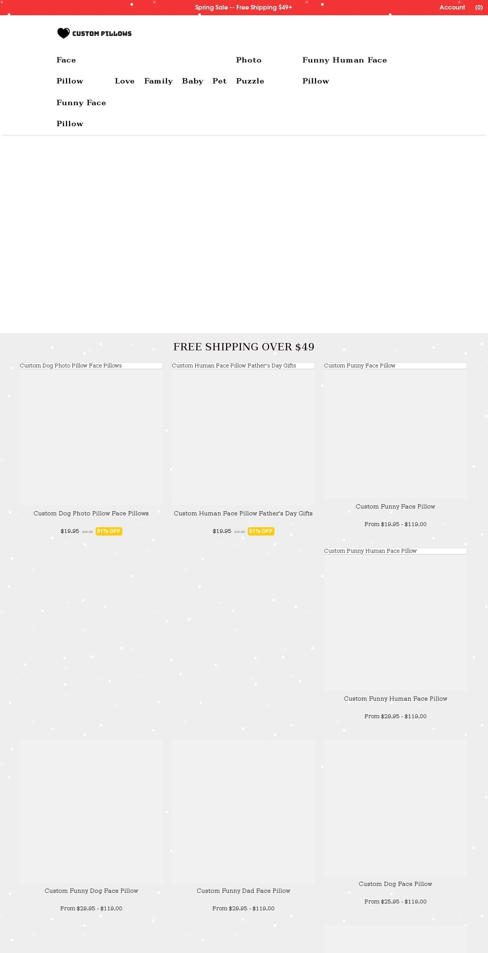 lovecustompillows.com shopify website screenshot