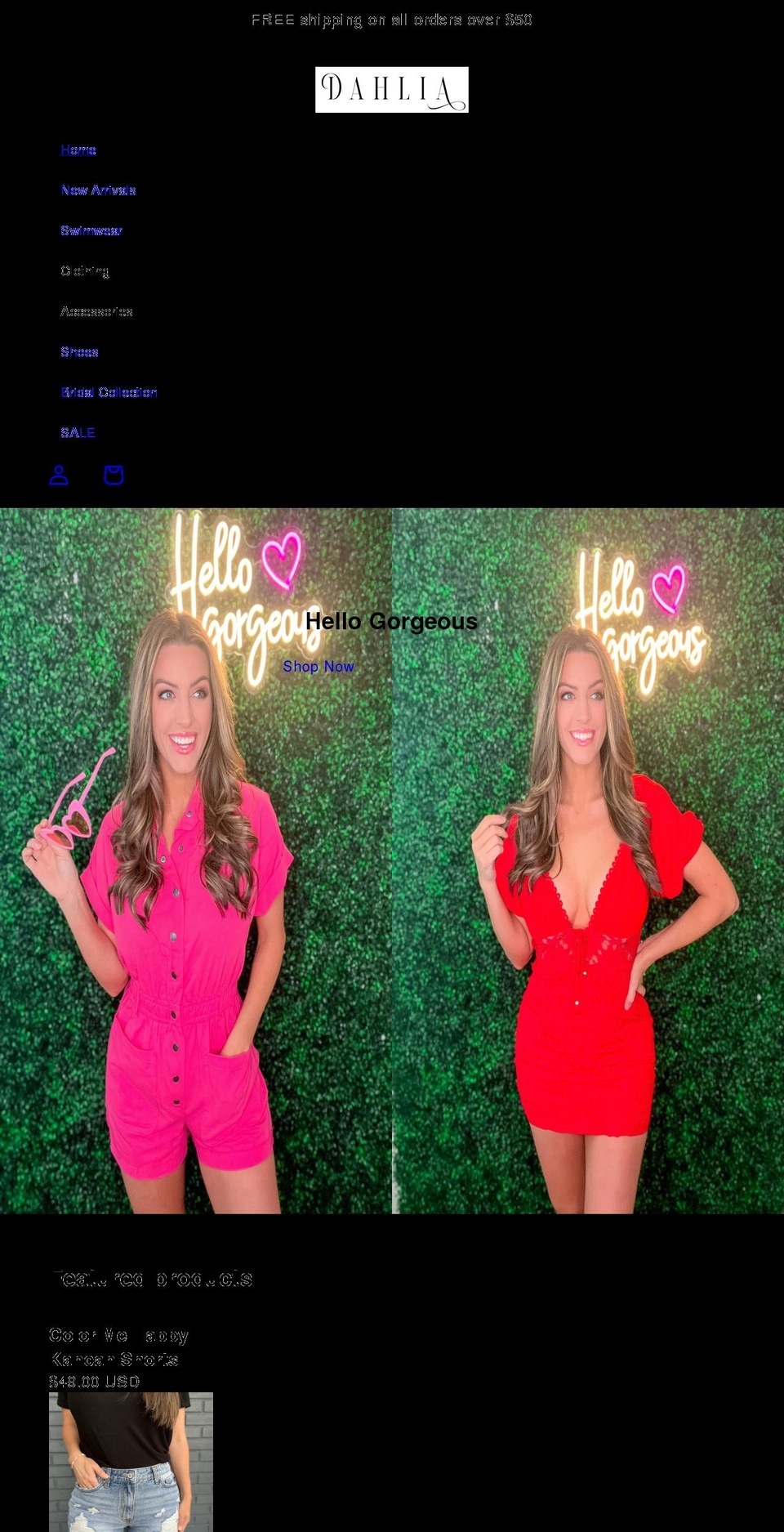lovedahlia.com shopify website screenshot