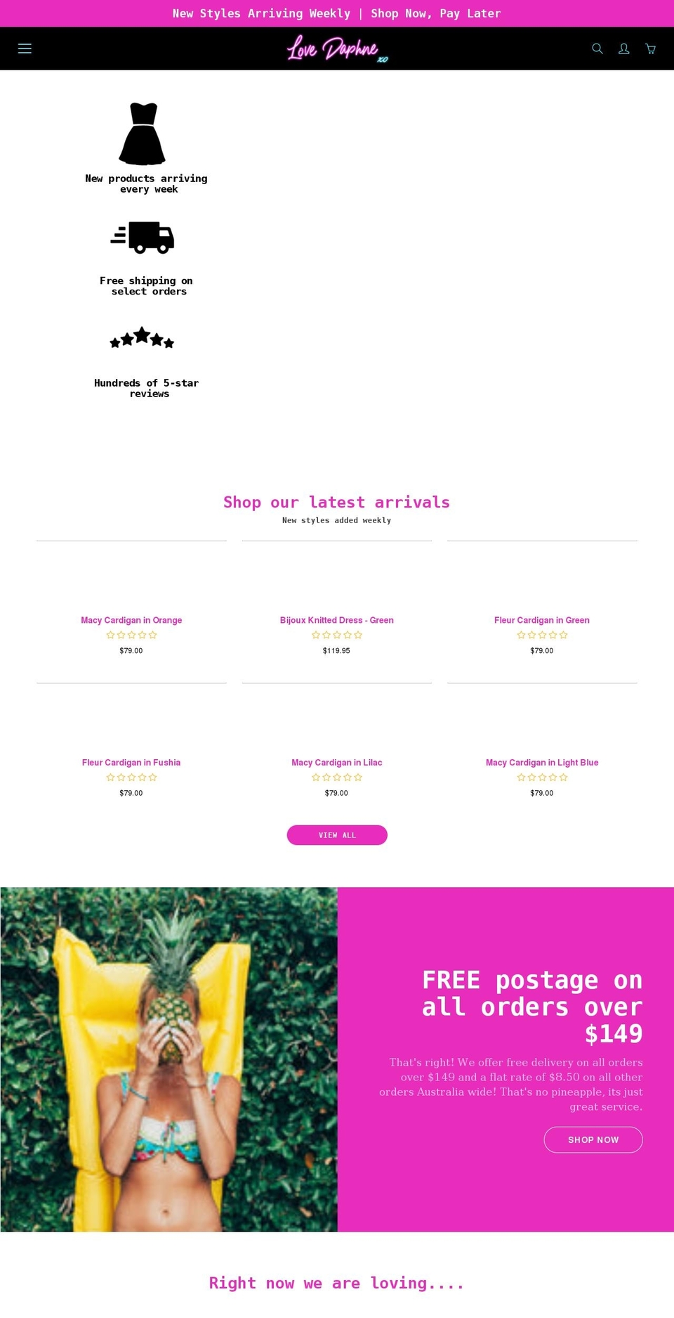 lovedaphne.com.au shopify website screenshot