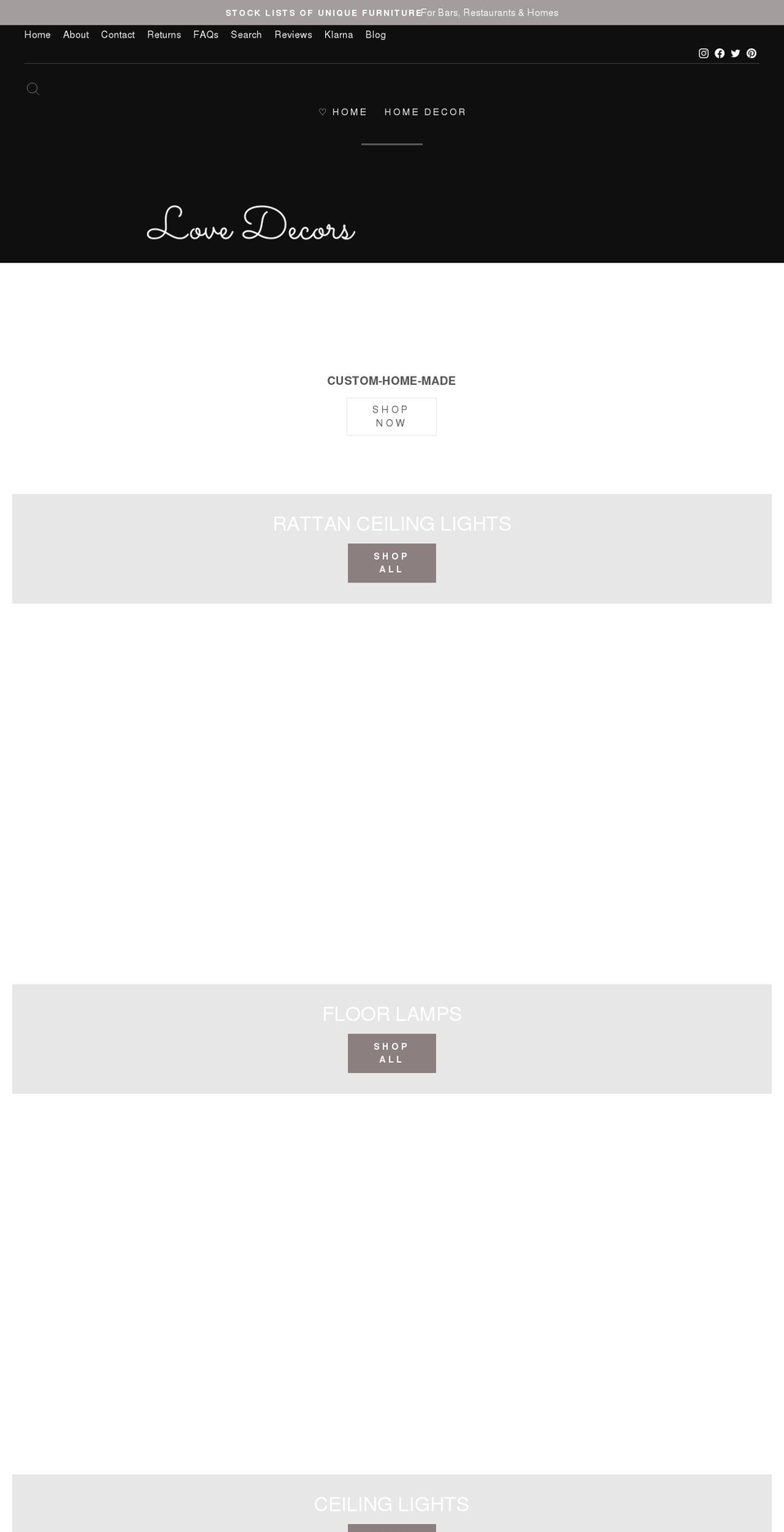 lovedecors.com shopify website screenshot