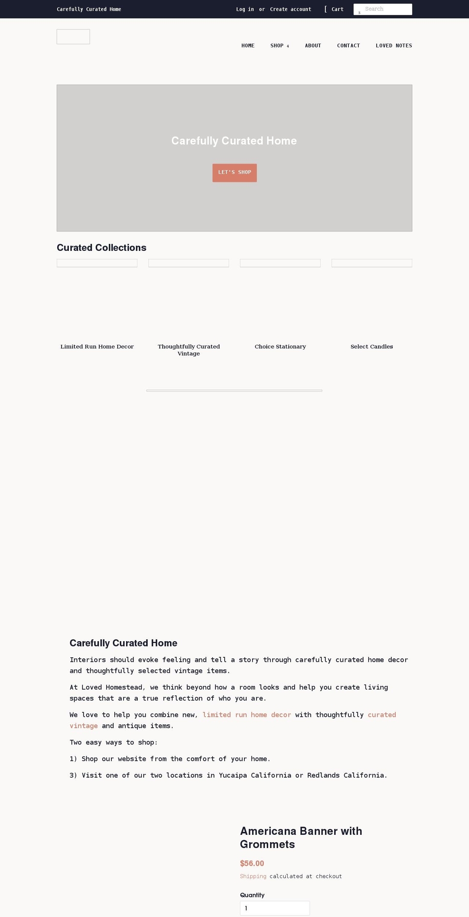 lovedhomestead.com shopify website screenshot