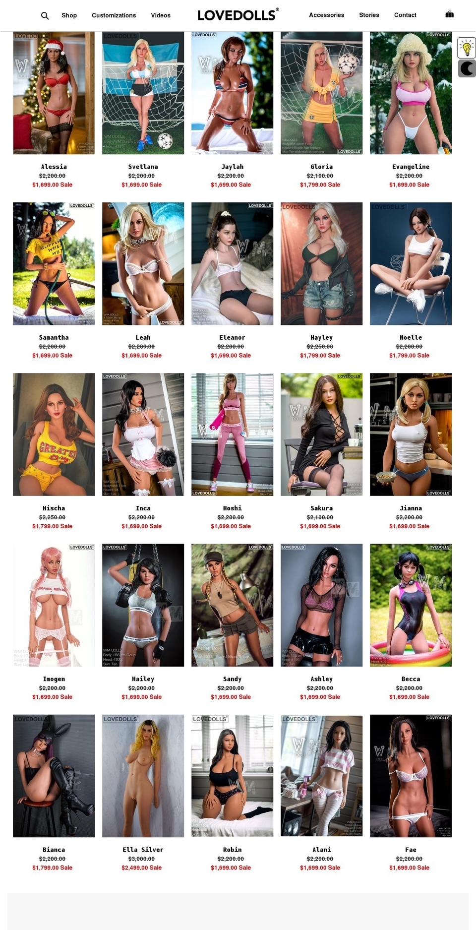 lovedolls.com shopify website screenshot