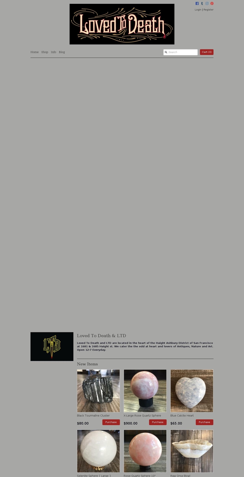 lovedtodeath.com shopify website screenshot