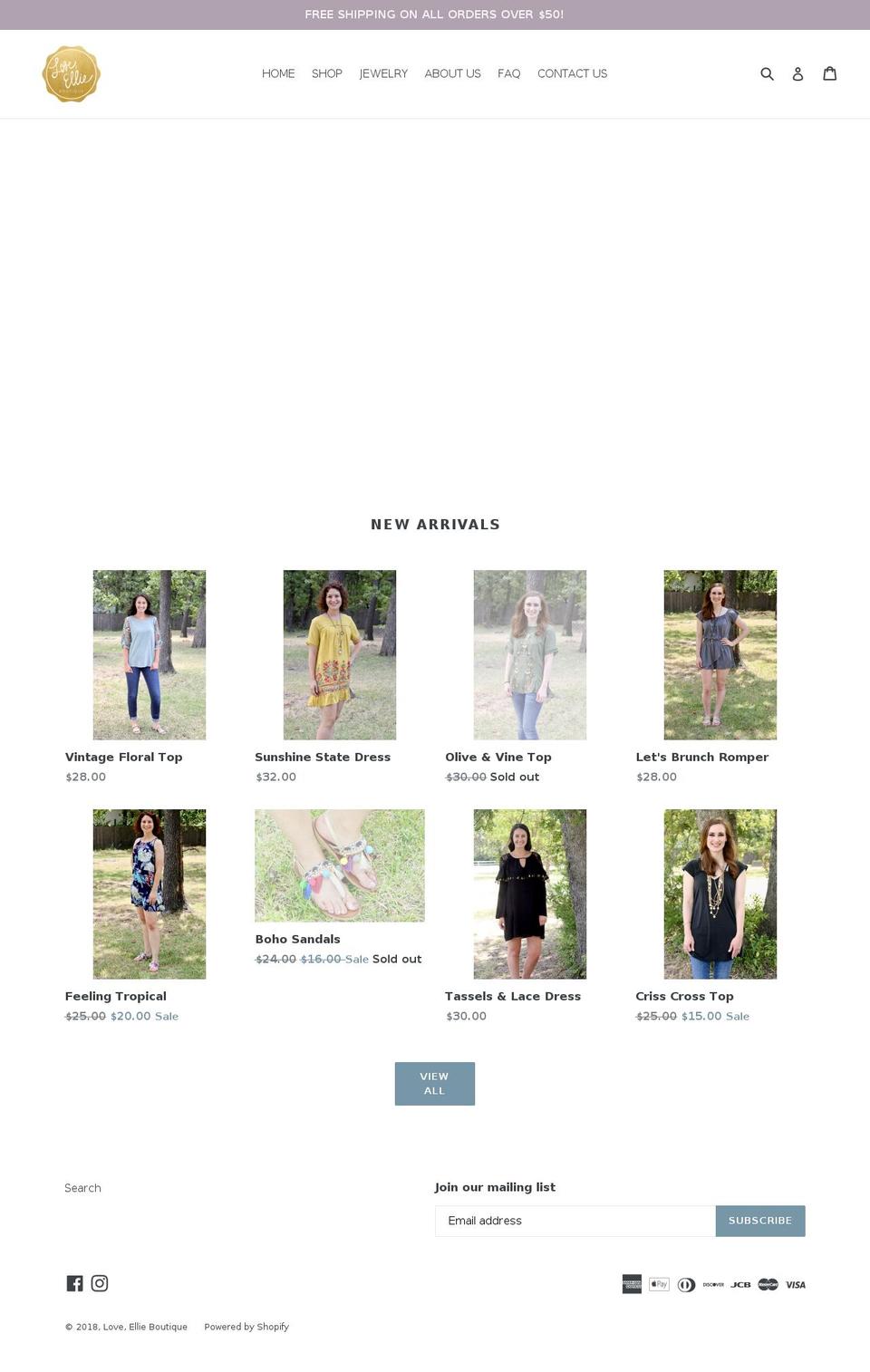 loveellieboutique.com — Shopify storefront screenshot