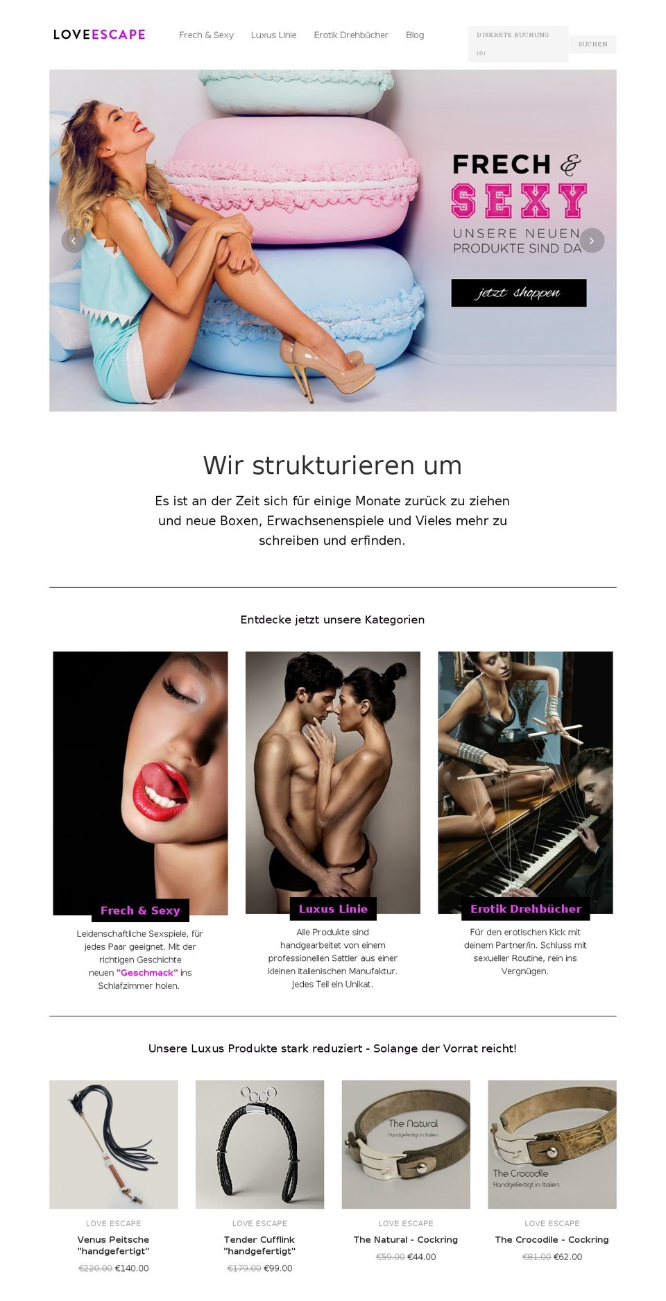 Cypress Shopify theme site example loveescape.de